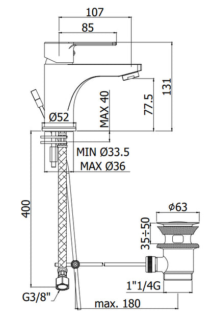 Paffoni Red Miscelatore lavabo Monocomando senza Scarico Cromo