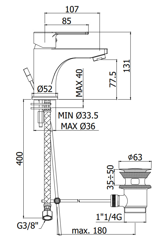 Paffoni Red Miscelatore lavabo Monocomando senza Scarico Cromo