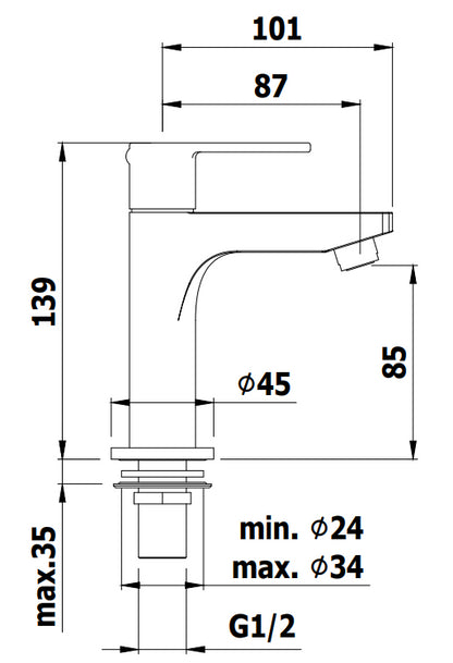 Paffoni Red Red090 Rubinetto lavabo Cigno Solo Acqua Fredda Cromo