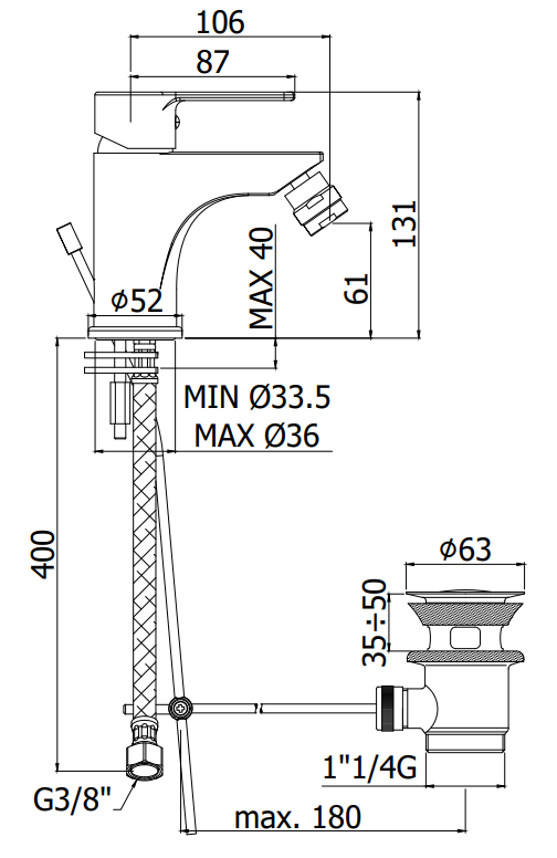 Paffoni Red Red130 Miscelatore bidet Monocomando Cromo, componenti inclusi smontati: corpo incasso, placca e rosone