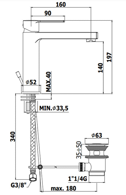 Paffoni Ringo Rin074 Miscelatore lavabo senza scarico Nero Opaco