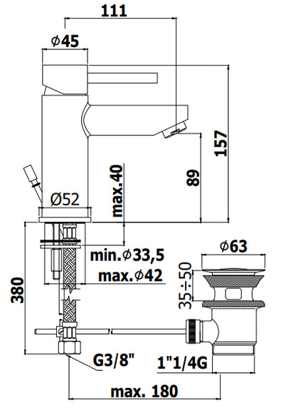 Paffoni Stick Miscelatore lavabo Con Sistema Di Scarico Cromo Sk075h
