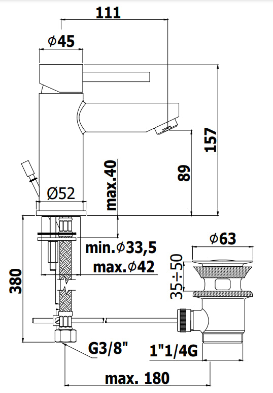 Paffoni Stick Miscelatore lavabo Energy Water Saving Funzione Ecologica Con Scarico Cromo