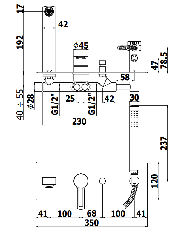 Paffoni West Ws001cr Miscelatore vasca Incasso Con Set, dettaglio ravvicinato della texture antiscivolo