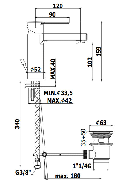 Paffoni West Ws075 Miscelatore lavabo Monocomando con Scarico Cromo