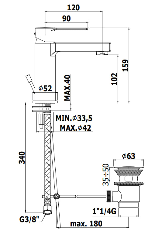 Paffoni West Ws075 Miscelatore lavabo Monocomando con Scarico Cromo