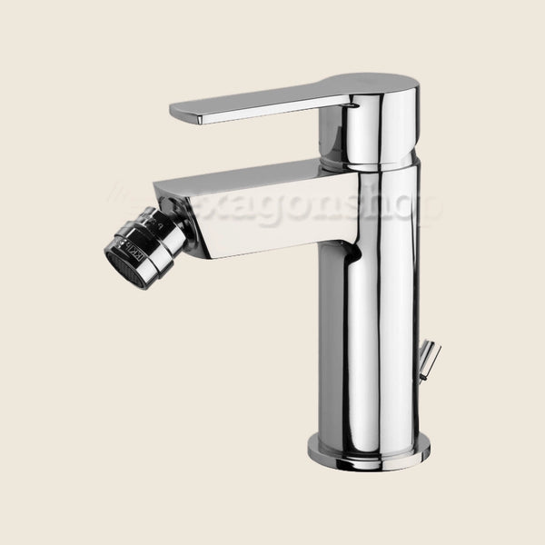 Paffoni West Ws135 Miscelatore bidet Con Scarico automatico in lucido, vista frontale della maniglia e della bocca di...