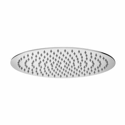 Paffoni Jamaica Soffione 30 cm tondo ultrapiatto Con Snodo, dettaglio ravvicinato della finitura e del marchio