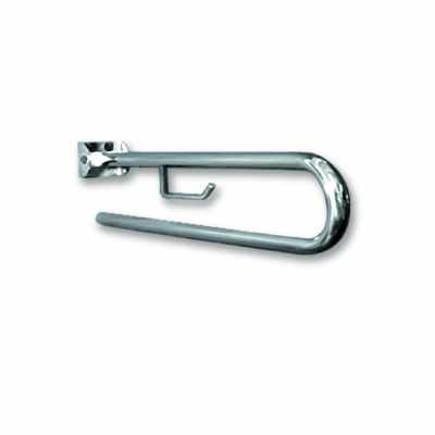 Barra Ribaltabile 80 cm Con Frizione e Porta Rotolo Inox in acciaio inox montato a parete, vista del design e della...