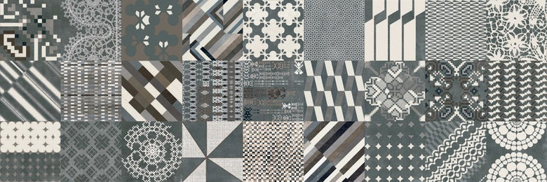 Rivestimento 20x20 decoro smaltata prima Scelta 27 Pattern Nero 27 Pattern in smaltato, superficie e texture ravvicinata...