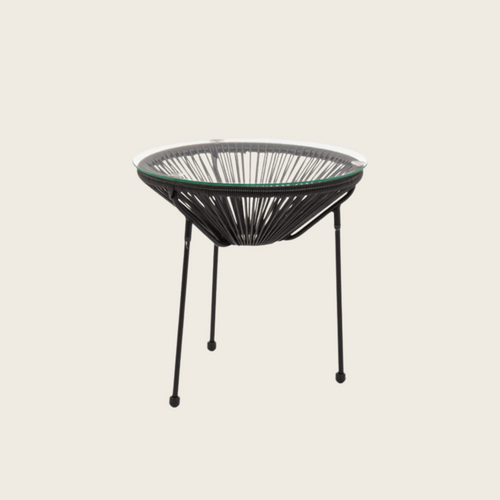 Andrea Bizzotto Parker Tavolino 50 cm in vetro struttura ambientato in spazio living con arredi coordinati