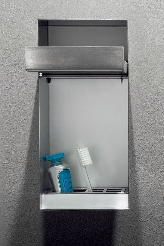 Antonio Lupi Sesamo2 Porta Dispenser Portaspazzolini Da Acciaio Inossidabile in acciaio inox montato a parete, vista del...