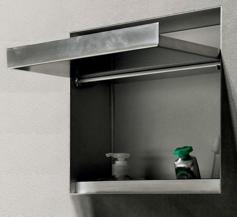 Antonio Lupi Sesamo3 Porta Dispenser Porta Spazzolini Acciaio Inossidabile in acciaio inox montato a parete, vista del...