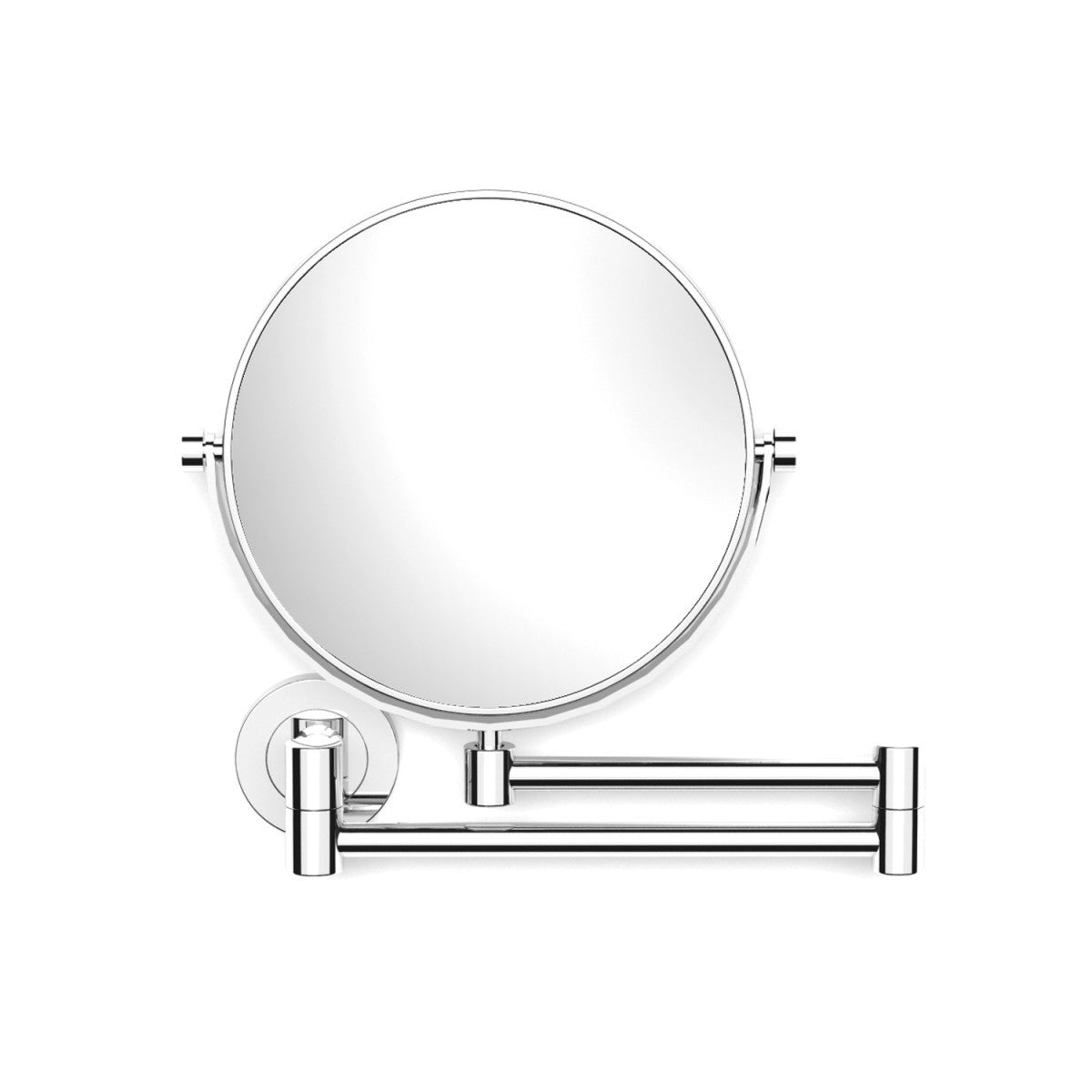 Specchio Ingranditore a Muro Cromo Architect Cosmic in lucido con lavabo e rubinetteria, vista frontale su sfondo neutro...