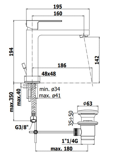 Paffoni Effe Ef073 Miscelatore Lavabo Medio con scarico automatico Cromo