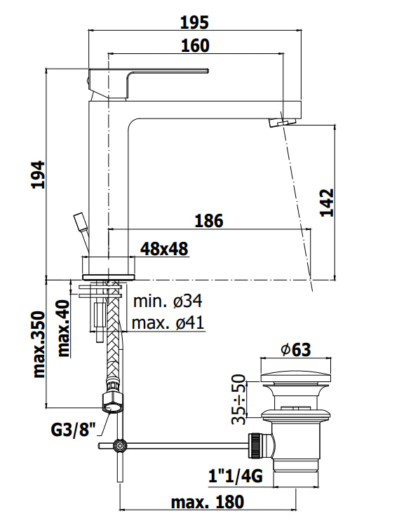 Paffoni Effe Ef073 Miscelatore Lavabo Medio con scarico automatico Cromo