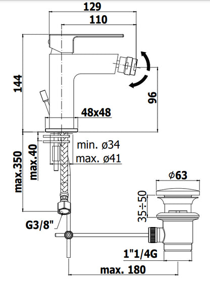 Paffoni Effe Ef131 Miscelatore bidet Monocomando Senza Scarico Cromo