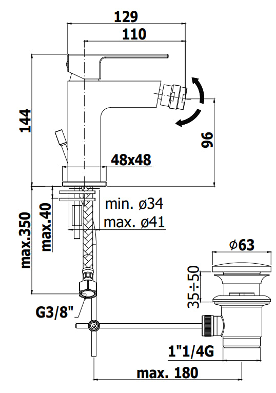 Paffoni Effe Ef135 Miscelatore bidet Monocomando con scarico automatico Cromo