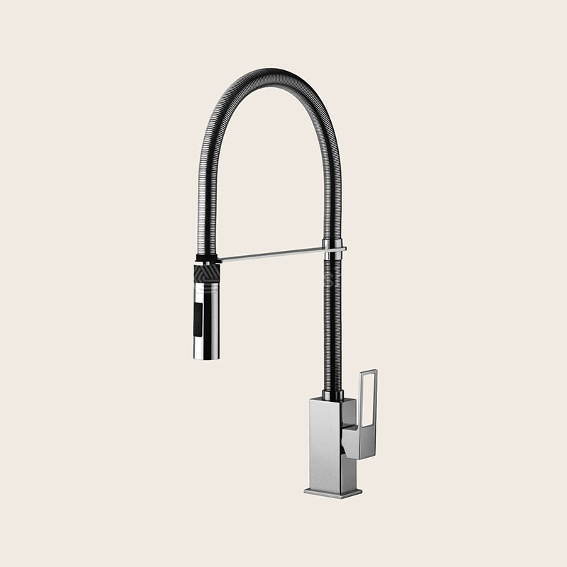 Paffoni Effe Ef179 Professional Miscelatore lavello cucina installato su lavello, vista della bocca e della leva