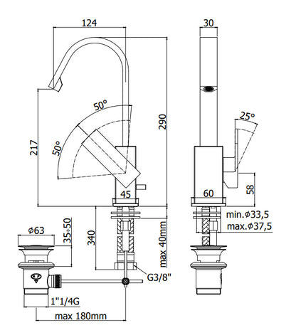Paffoni Effe Ef878 Miscelatore lavabo Canna Piatta Senza Piletta Cromo