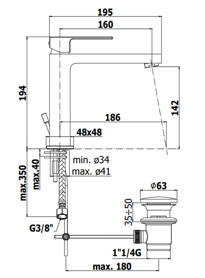 Paffoni Elle El073 Miscelatore lavabo Monocomando con scarico automatico Cromo