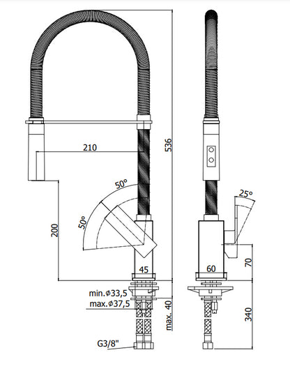 Paffoni Elle El179 Professional Miscelatore lavello monoforo con canna orientabile e doccia 2 getti Cromo