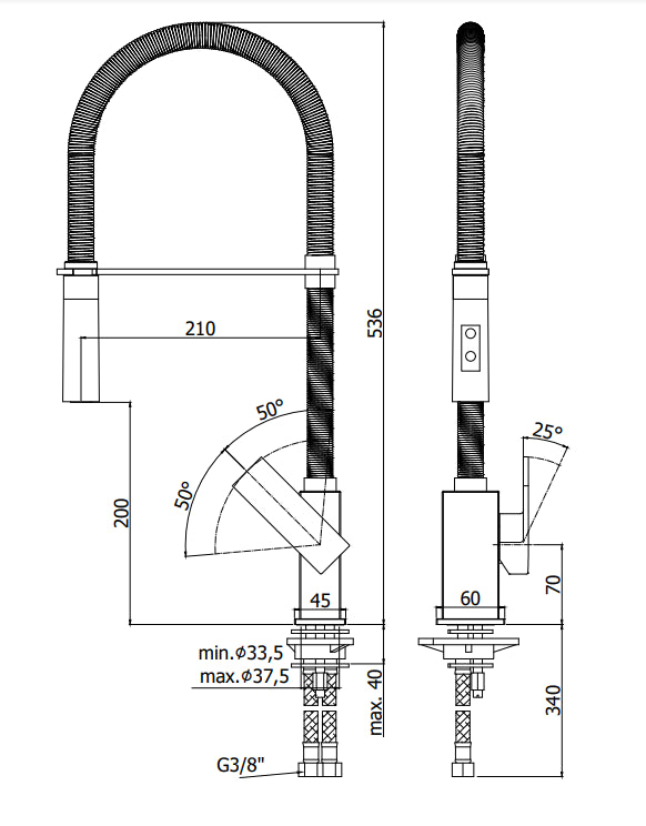 Paffoni Elle El179 Professional Miscelatore lavello monoforo con canna orientabile e doccia 2 getti Cromo