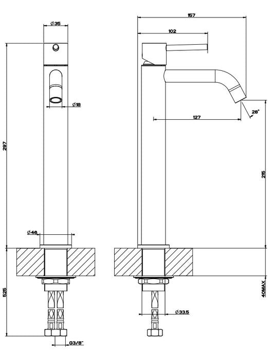 Miscelatore Monocomando Lavabo Alto Cromo Via Tortona 18604 Gessi