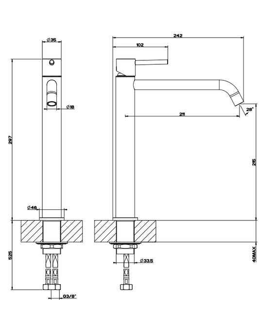 Miscelatore Monocomando Alto per Lavabo Senza Scarico Cromo Via Tortona 18606 Gessi