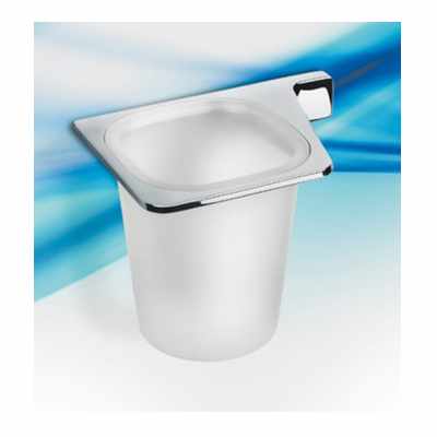 Colombo alize B2502 porta bicchiere sinistro a muro in vetro acidato naturale cromo