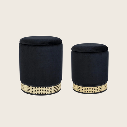 Andrea Bizzotto Milena Set 2 Pouf Contenitore effetto velluto Nero