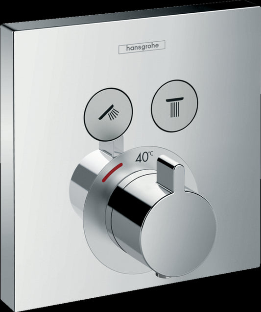 Set Esterno miscelatore doccia termostatico 2 vie senza parte incasso cromo Hansgrohe Showerselect 15763000