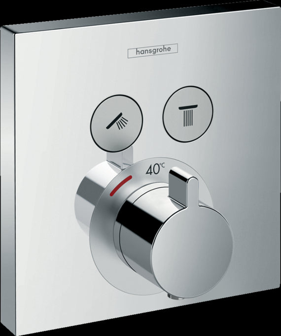 Set Esterno miscelatore doccia termostatico 2 vie senza parte incasso cromo Hansgrohe Showerselect 15763000
