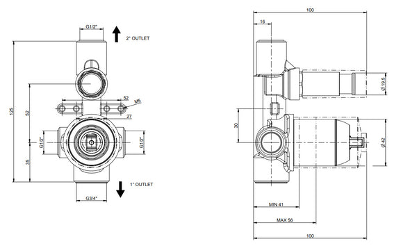 Corpo Incasso Per Miscelatore Doccia 2 vie Cromo Shower 38659 Emporio Gessi