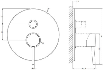 Parti Esterne Miscelatore Monocomando Doccia 2 vie senza parte incasso Cromo Via Tortona 18779 Gessi