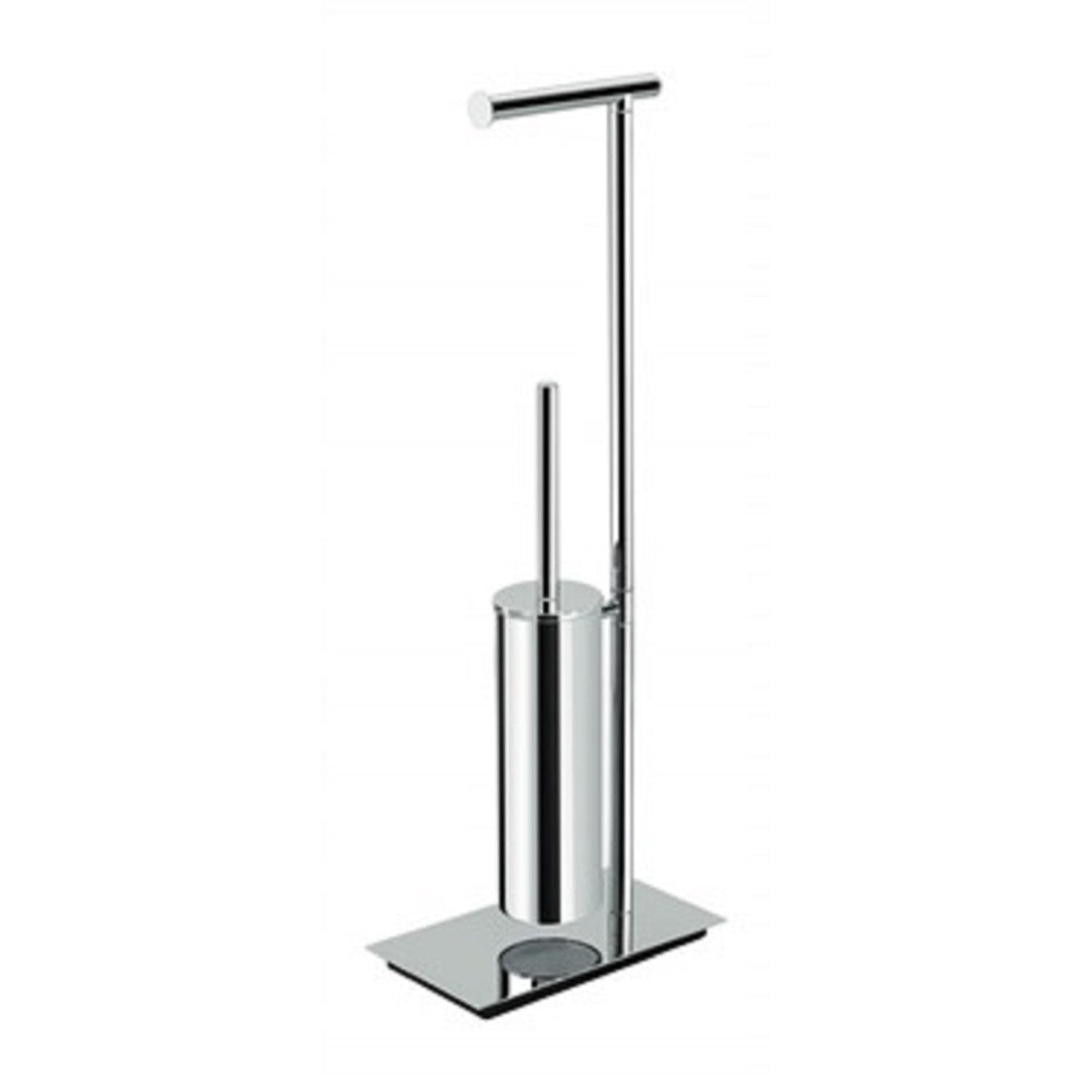 Colombo square b9707 piantana con porta rotolo e porta scopino sospeso in ottone cromo