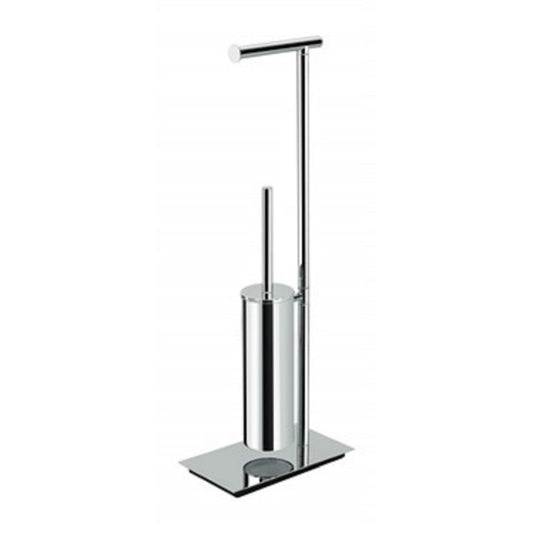 Colombo square b9707 piantana con porta rotolo e porta scopino sospeso in ottone cromo