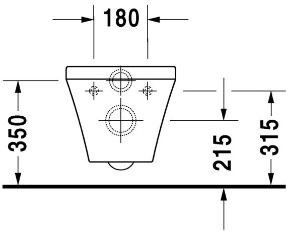 Vaso Sospeso con Brida senza sedile Bianco Durastyle Duravit, vista laterale del profilo e della forma