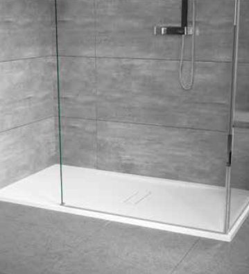 Novellini Custom Touch Piatto Doccia 160x80 cm a fondo ambientato in box doccia con pareti in vetro