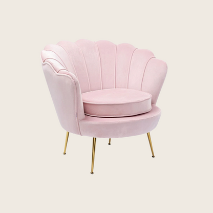 Water Lily Poltrona design Glamour con gambe acciaio e tessuto imbottito Rosa