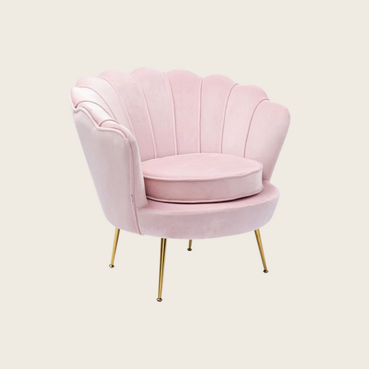 Water Lily Poltrona design Glamour con gambe acciaio e tessuto imbottito Rosa