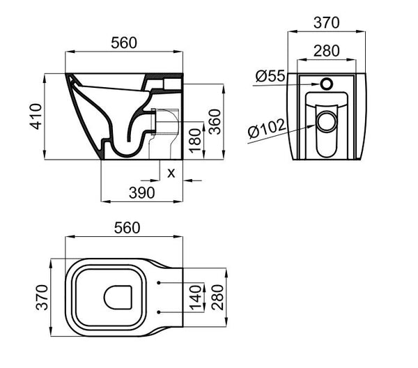 Coppia sanitari filo muro a pavimento bidet e vaso con sedile rallentato bianco lucido Porcelanosa Noken Essence C