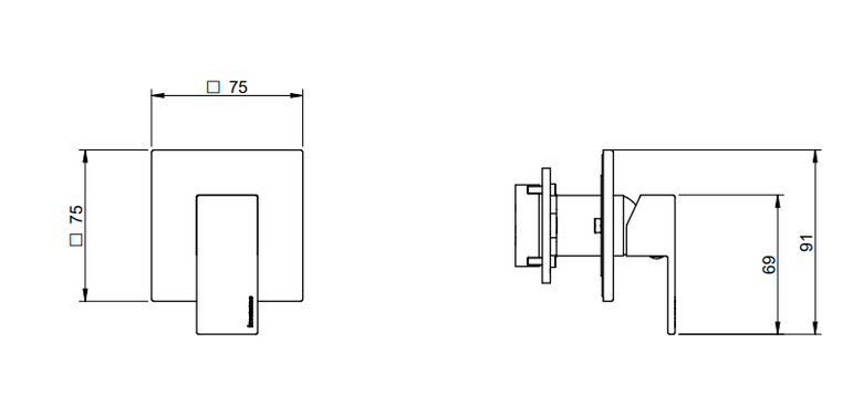 Treemme Q30 RWIT4BC5CC05 monocomando remoto lavabo senza Cromo Lucido, vista laterale del profilo e della forma...