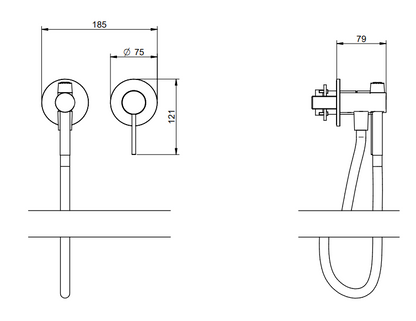 Treemme 40mm idroscopino wc e bidet con miscelatore senza parte incasso inox satinato