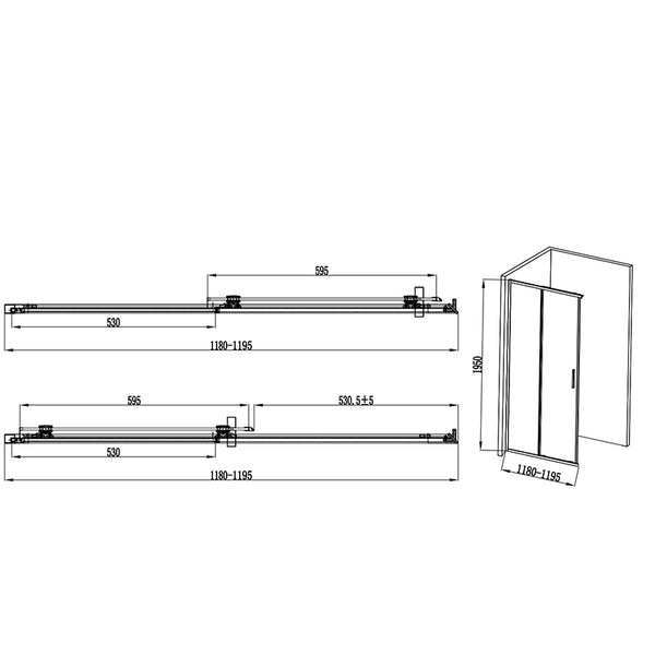 Box doccia 80x120 Rio doppio scorrevole vetro 6 mm trasparente H 195 nero