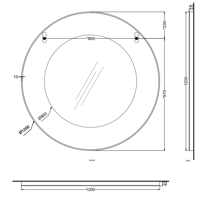 Cielo I Catini Round Specchio 120 Cm Tondo Con Scocca Laccata In Legno Cemento