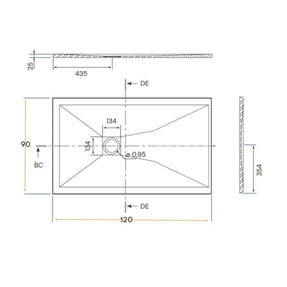 Piatto Doccia 90x120 Desio effetto pietra in Mineralmarmo Bianco