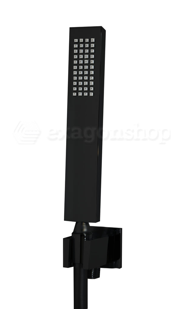 Elliot Kit Doccia quadro con doccetta flessibile antitorsione 150 cm e presa acqua in ottone nero opaco
