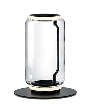 Flos Noctambule lampada a pavimento Floor 1 Low Cylinder spenta, dettaglio del corpo lampada e dei materiali
