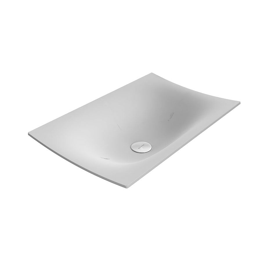 Antonio lupi lavabo 40x63 soprapiano ad incasso in flumood in naturale ambientato su piano bagno con accessori - Antonio...
